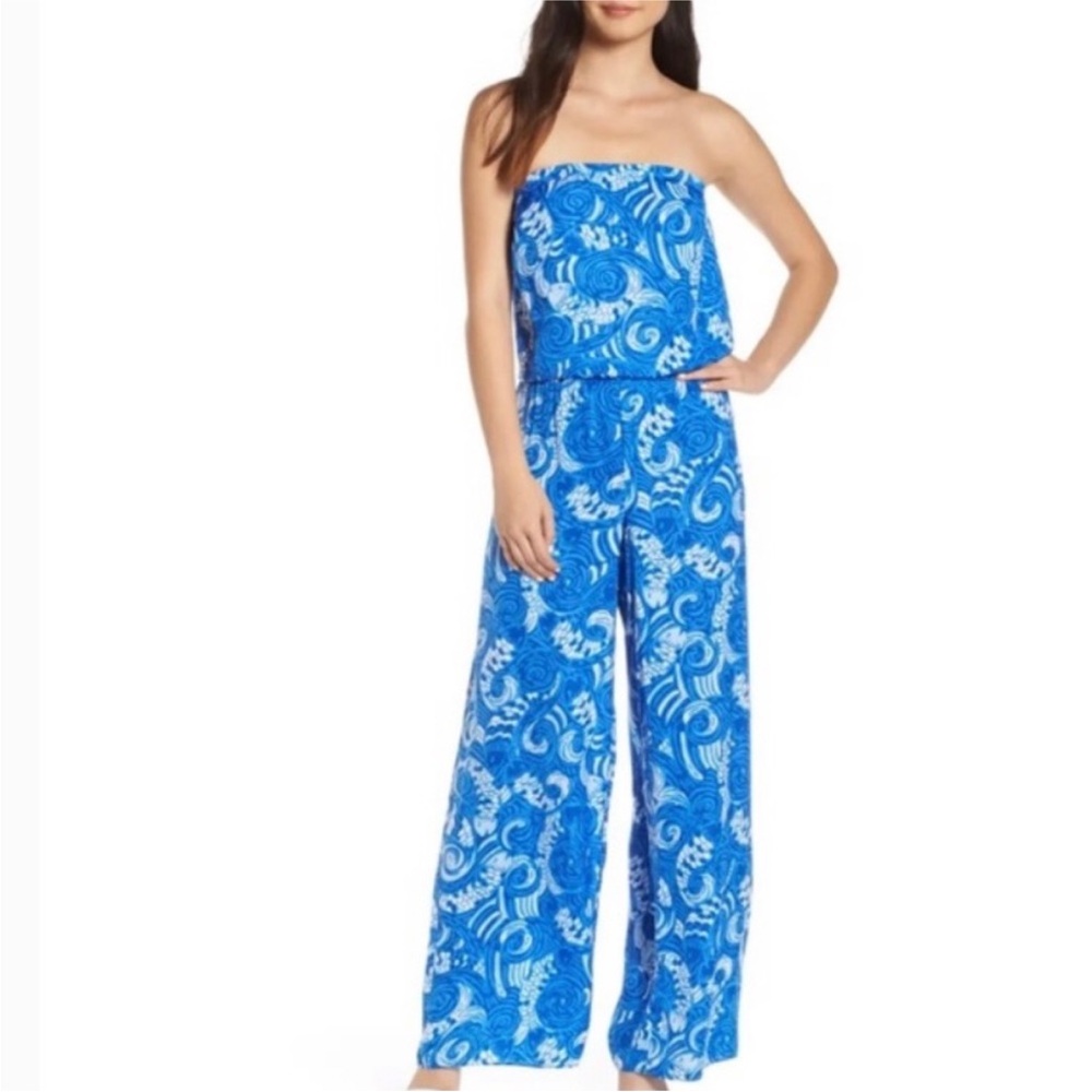 Lilly Pulitzer Pim Strapless Jumpsuit in Blue grotto